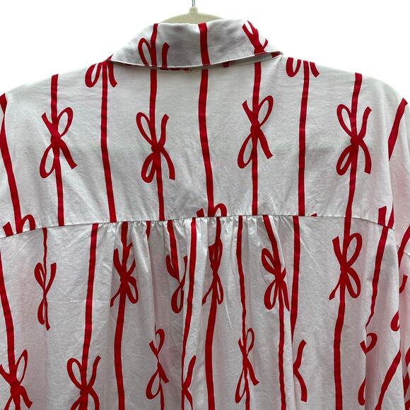 BiBi Bow Ribbon Button Down Holiday Blouse Size Small - Picture 10 of 10